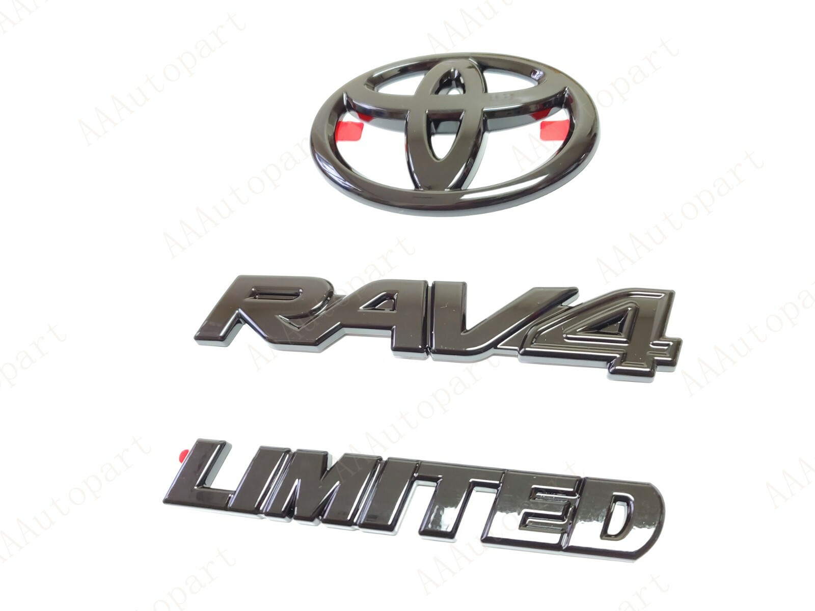 3PCS SET 2019-2023 TOYOTA RAV4 HYBRID LIMITED GLOSS BLACK EMBLEM OVERLAY GEN