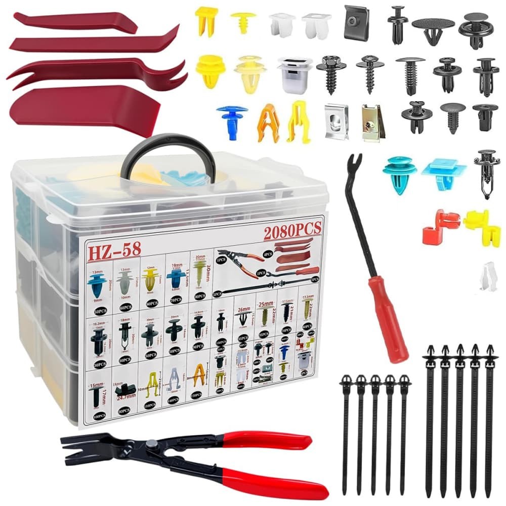 2080PCS Auto Retainer Clips Kit with Fastener Plier, Trim Removal Tools and Box