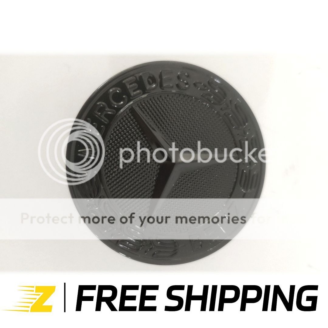 Win for Mercedes Benz Hood Emblem Glossy Front Flat Laurel Wreath Badge