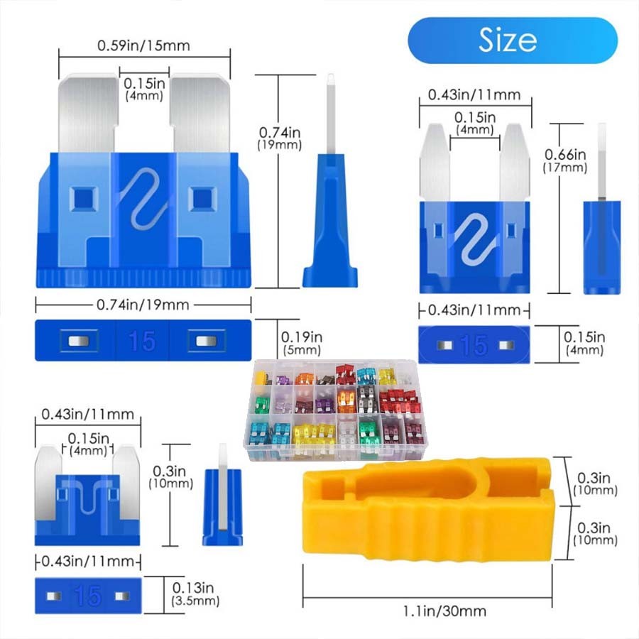 330Pcs Universal Car Blade Fuses Assortment Kit Standard Mini & Low Profile Fuse