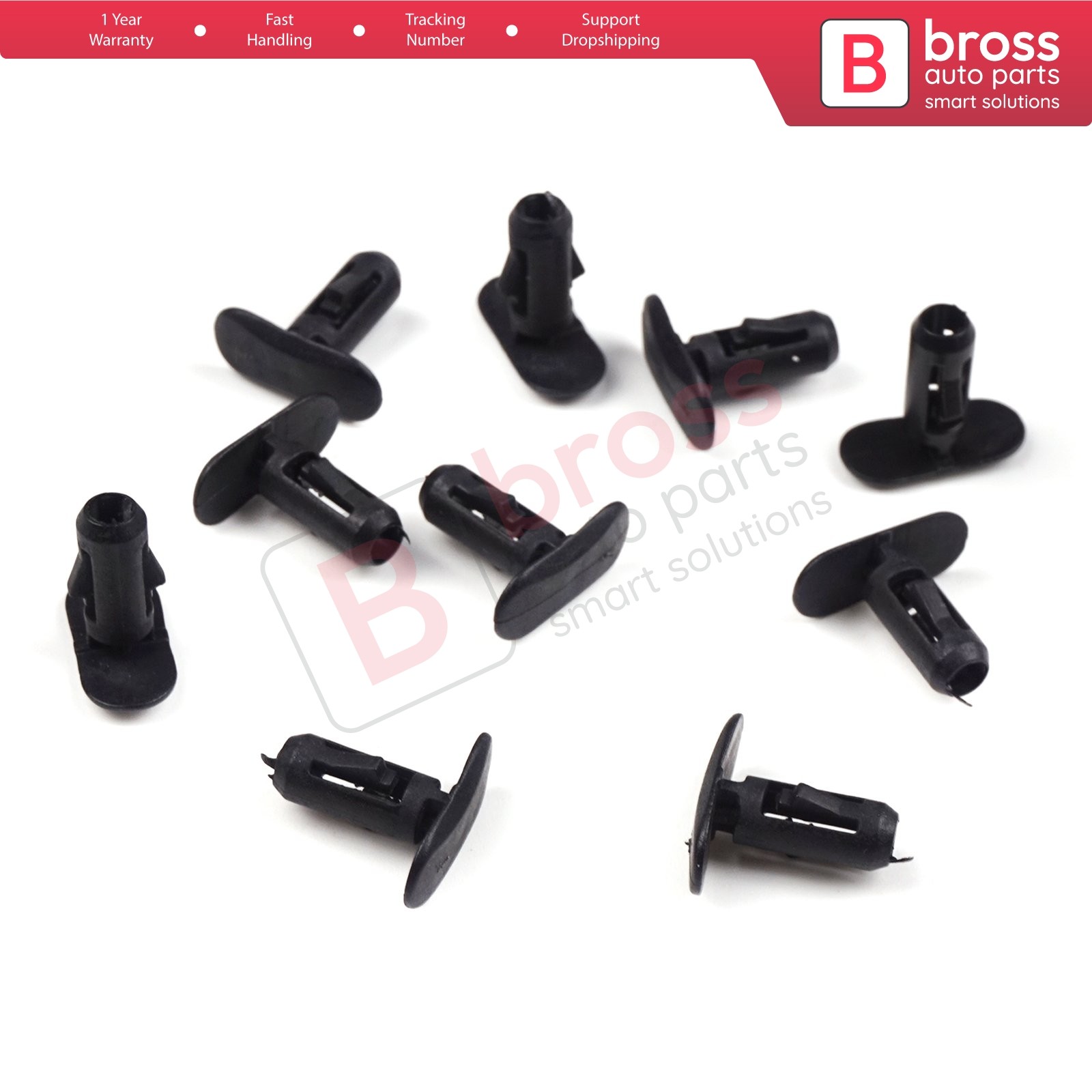 Bross Auto Parts BCF407 10 Pieces Retaining Clip, Black for Renault : 82176228