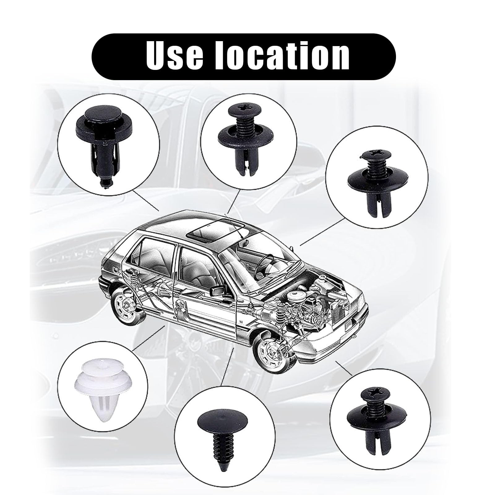 100 PCS Car Bumper Bolt Fastener Set, 6 Types of Door Panel Push Retainer HE2…