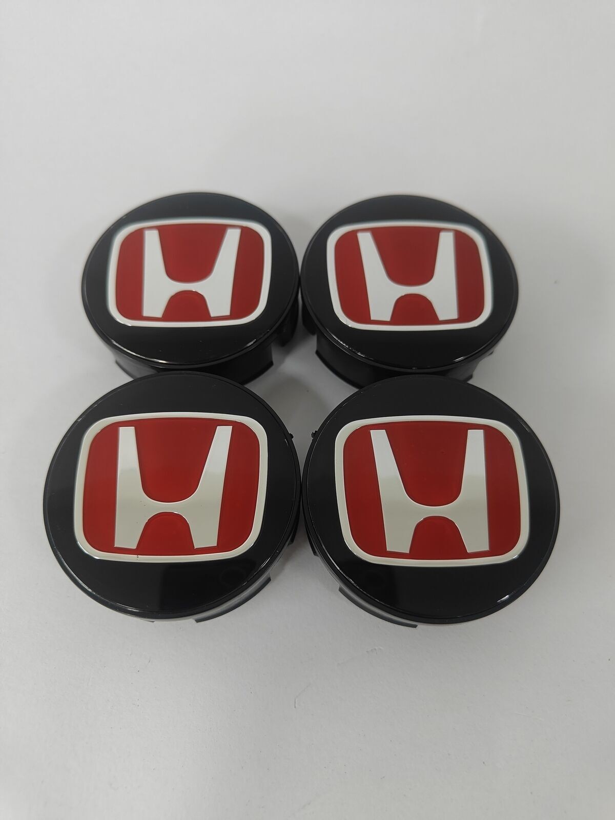 US6 for 58mm HONDA CIVIC FIT Set of 4 JDM Red H Wheel Center Caps Hubs Cover Cap