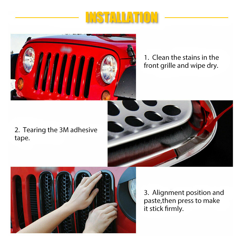 Front Mesh Grille Inserts Headlight Accessories Cover For Jeep Wrangler JK