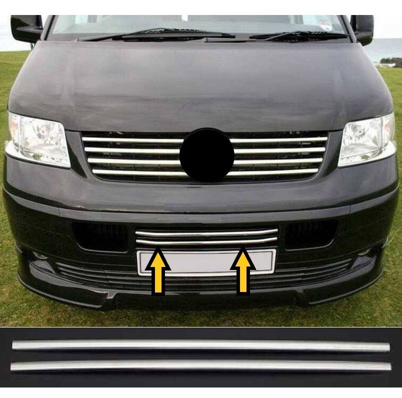 Front Bumper Middle Trim Chrome Cover For TRANSPORTER T5 2003-2010 2 PCS S.STEEL