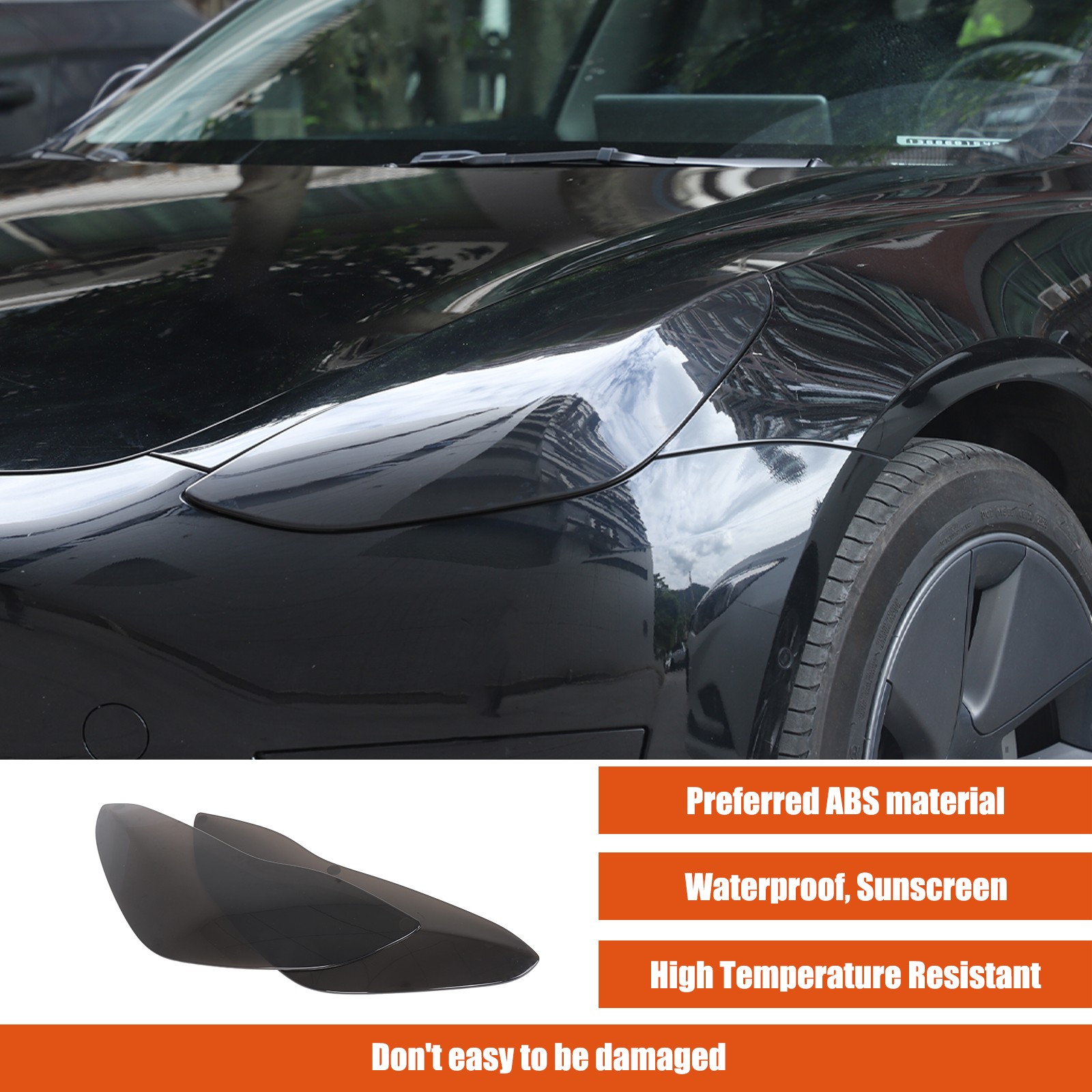 Transparent Gray Smoked Front Headlight Trim Cover For Tesla Model 3/Y 17-22 US