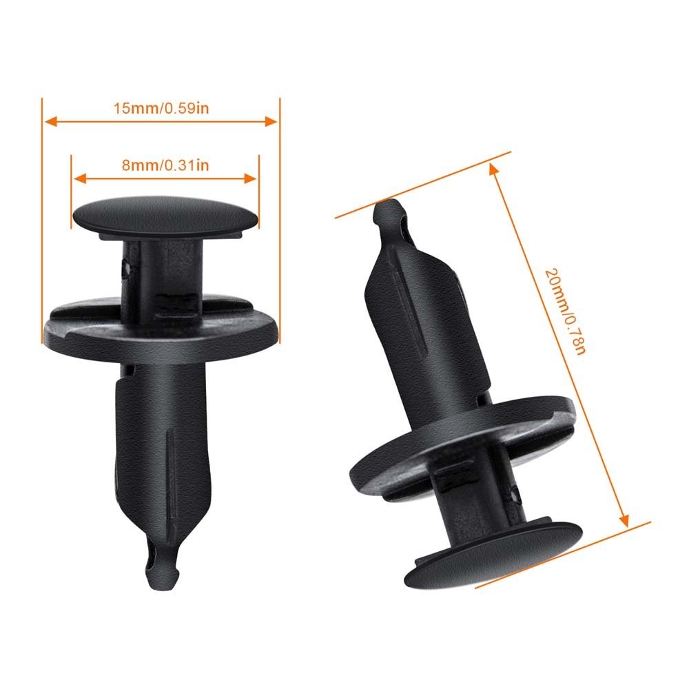 120Pcs 8mm Hole Plastic Rivets Fastener Push Pin Clips Car Auto Fender Retainer