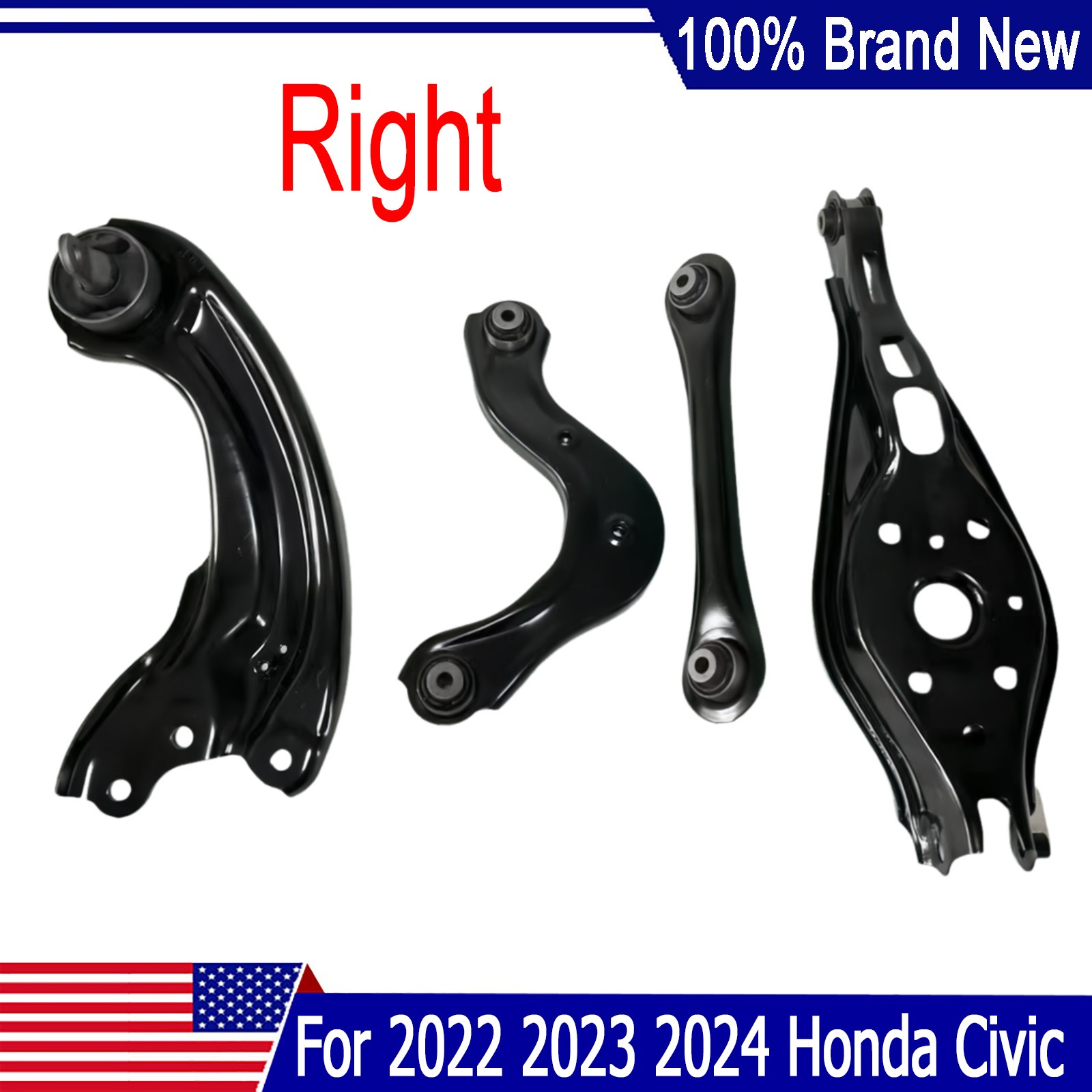 4PCS For 2022-24 Honda Civic Rear Right Upper & Lower Control Arm 52350-T20-A00
