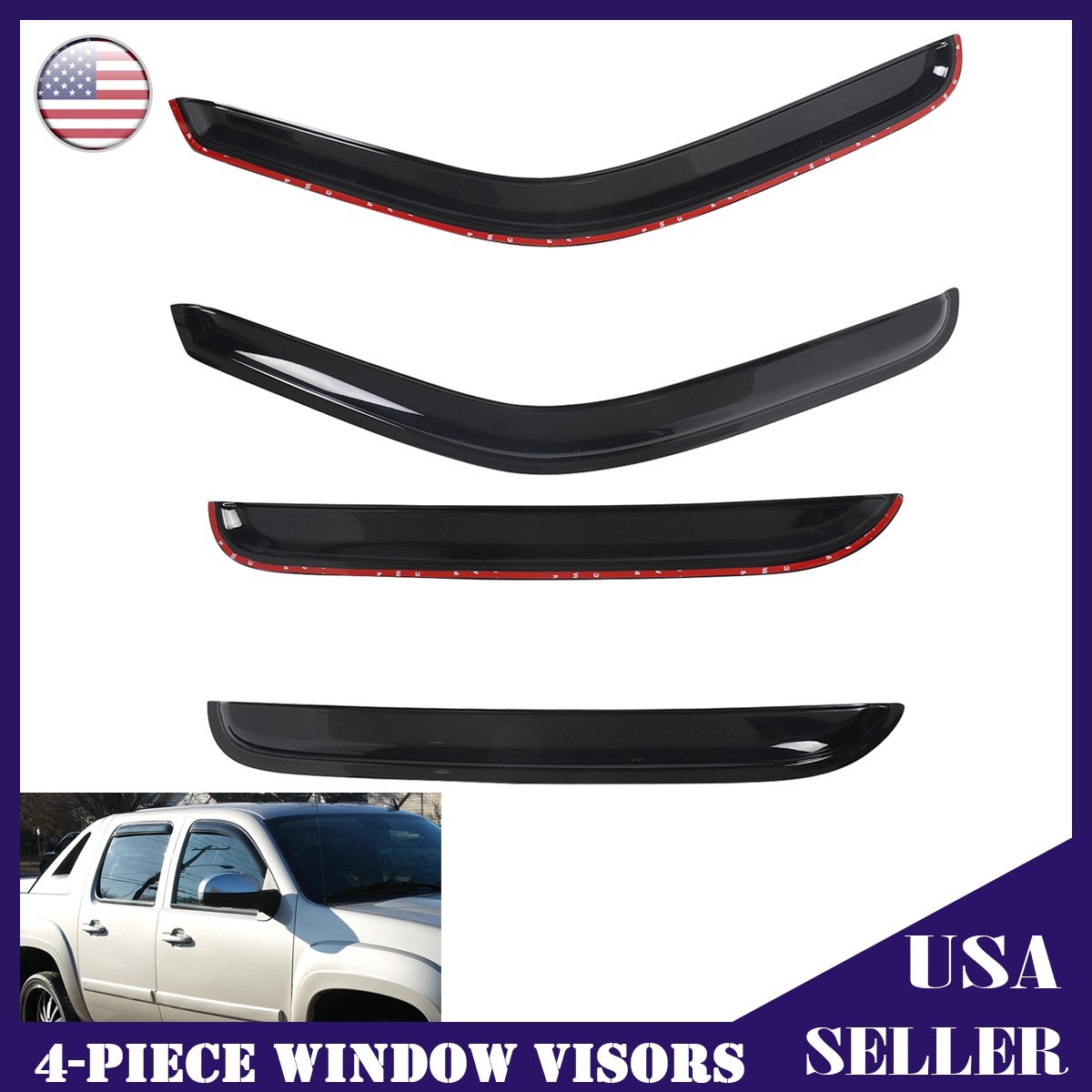 Sun/Rain Guard Deflector Window Visor For 2002-2006 Chevrolet Avalanche/Suburban