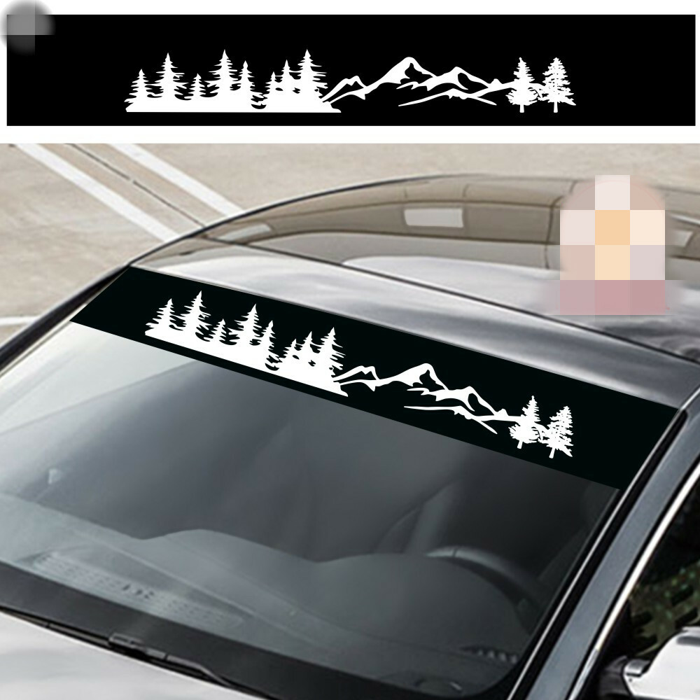 Tree Mountain Graphics Sunshade Sticker Decorative Decal For Car Front Window