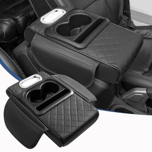Car Armrest Cushion Center Console Cover with Cup Holder,Tissue Box,Phone Holder