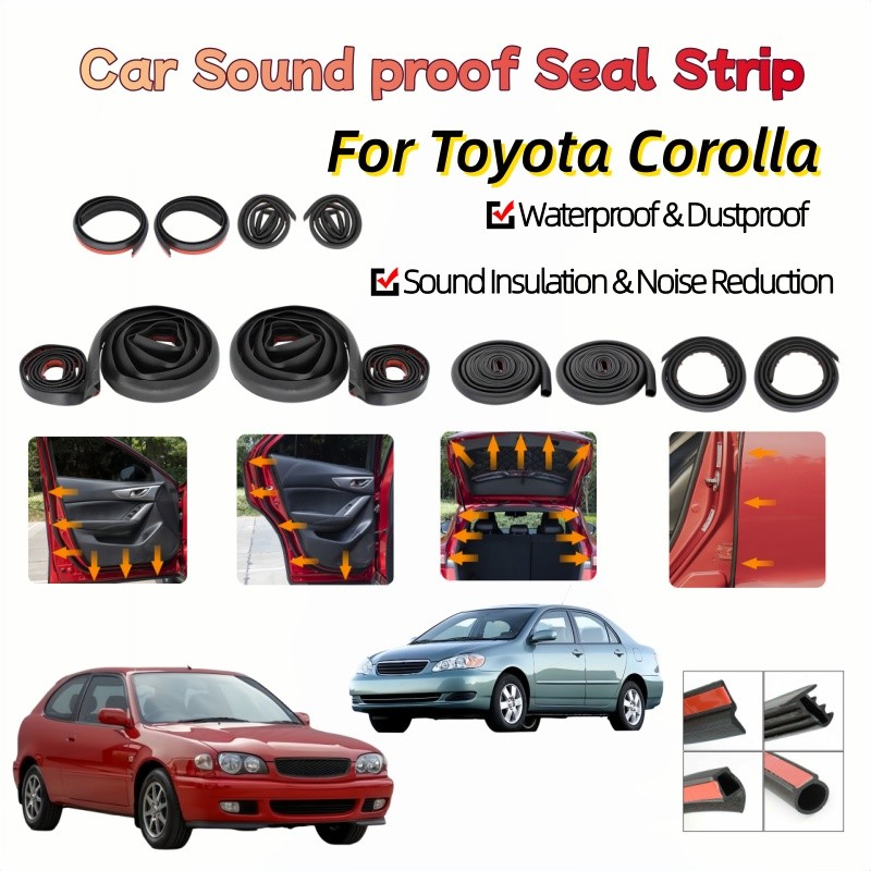 Rubber Wind Noise Block Door Gap Seal Cushion Set For Toyota Corolla 2001-2006