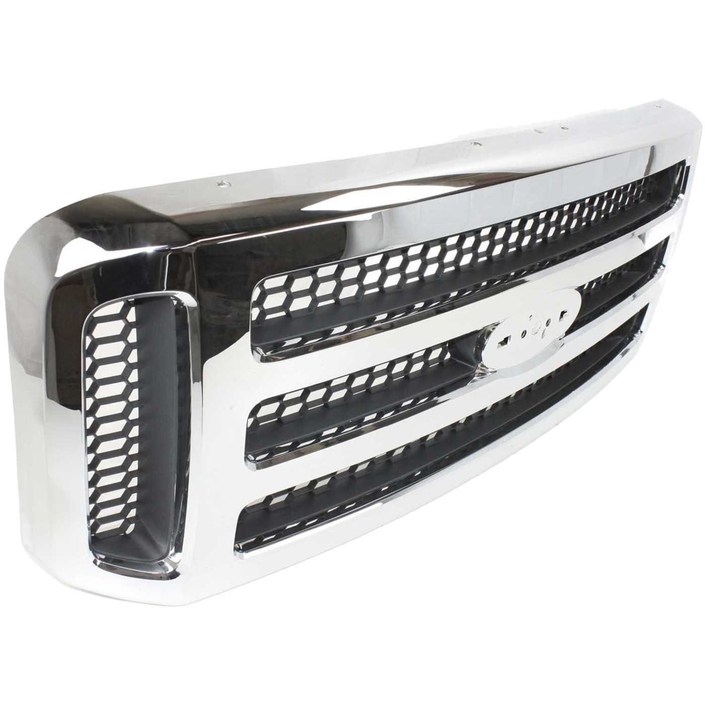 Grille Assembly For 2005-07 Ford F-250 F-350 Super Duty Chrome Shell/Gray Insert