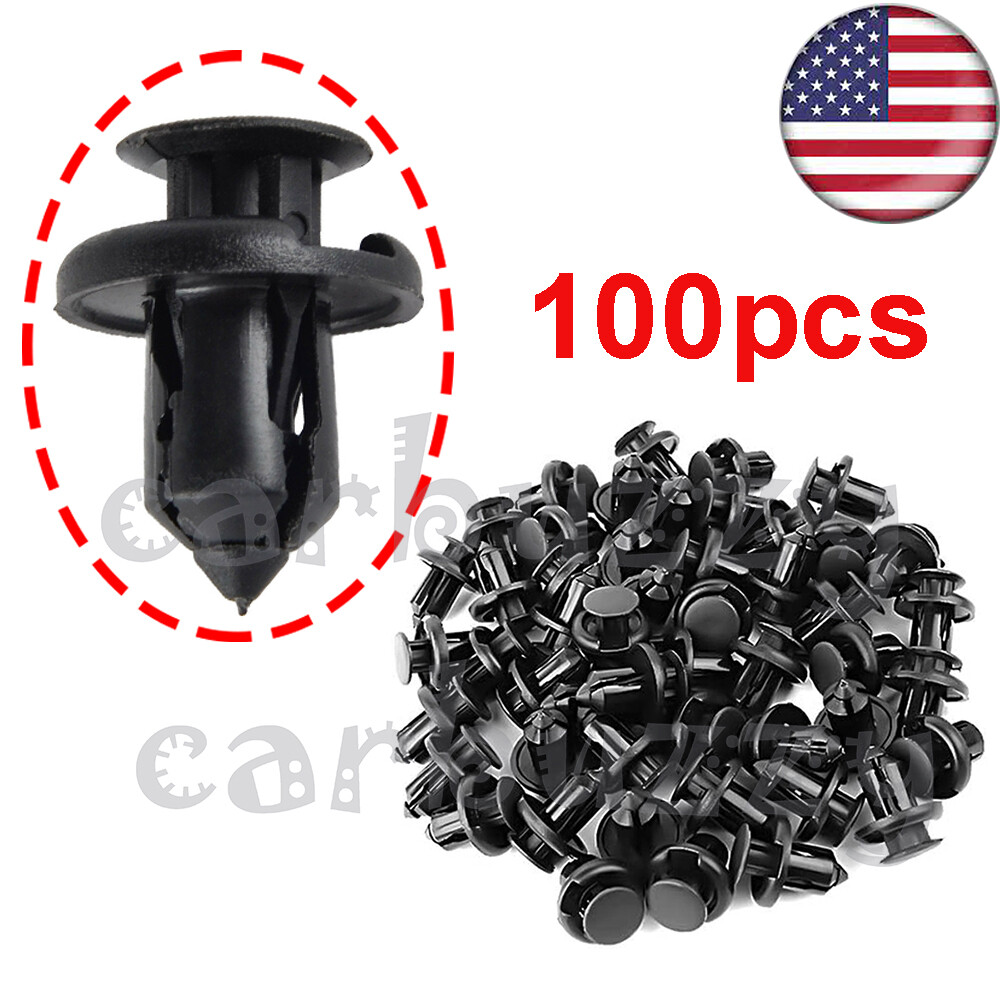 100Pcs/Set Plastic Rivet Car Fender Bumper Push Pin Clips 10mm Hole For Honda