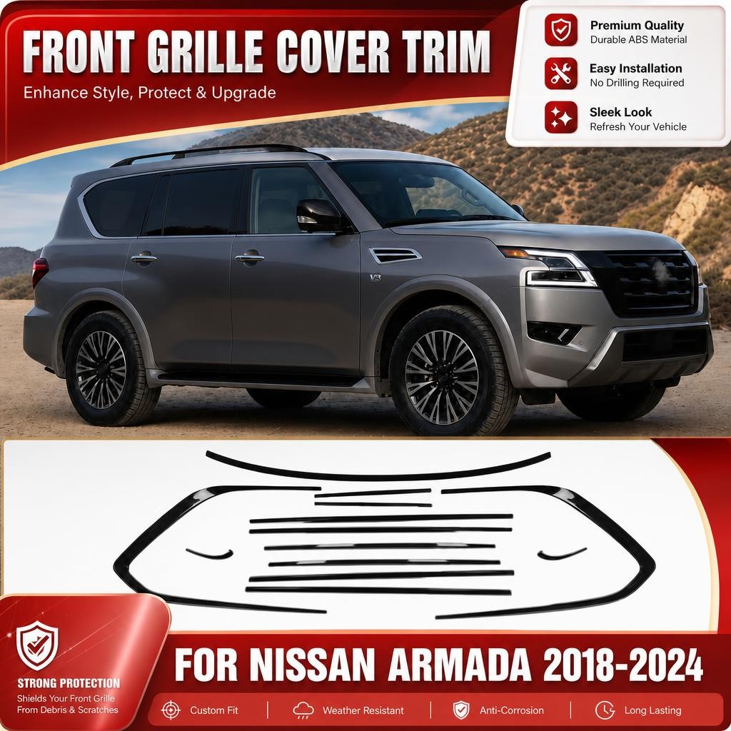 13PCS Window Molding Trim Frame Strips For Nissan Armada 2018-2024 Glossy Black