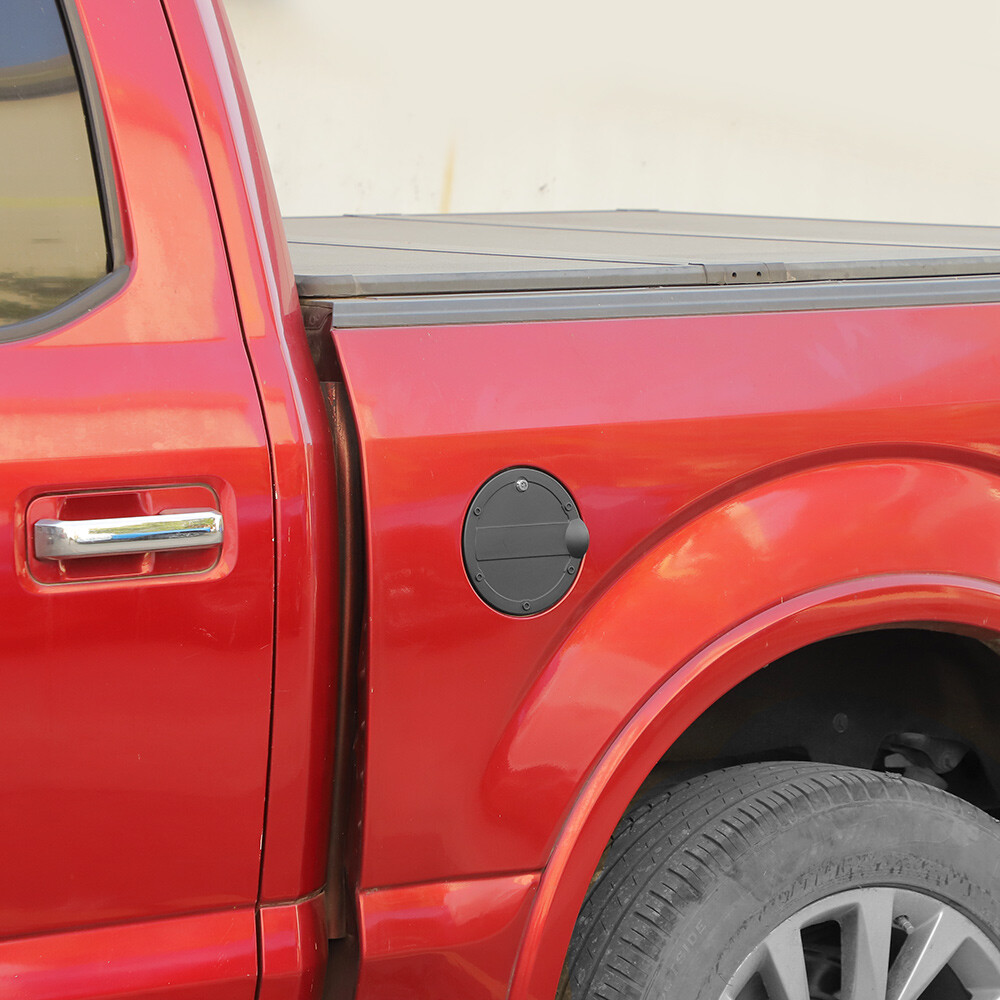 Black Locking Fuel Gas Filler Tank Door Cap Cover W/key Trim For Ford F150 15-20