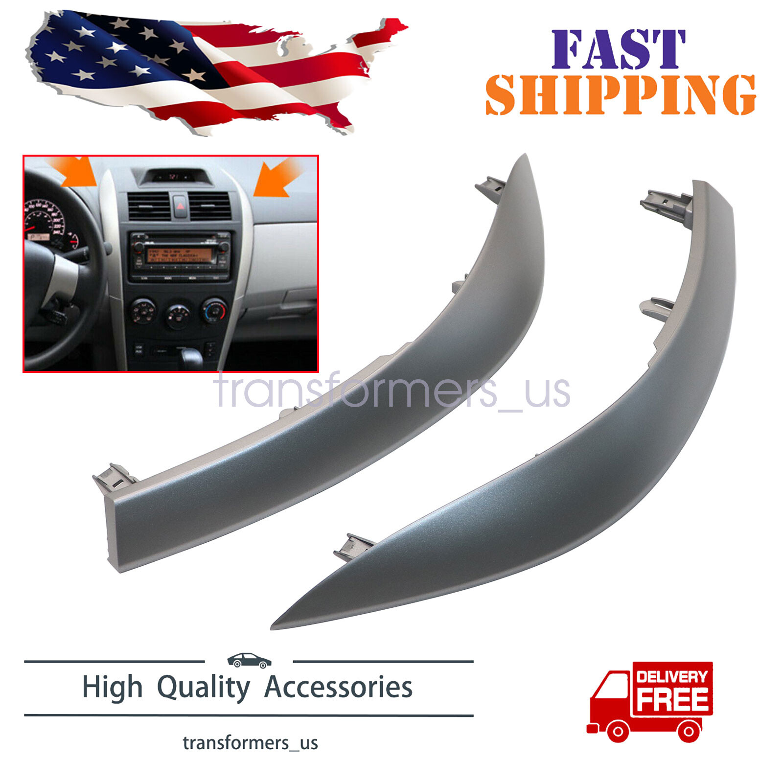 Car Center Dash A/C Outlet Air Vent Panel Trim Strip For Toyota Corolla 09-2013