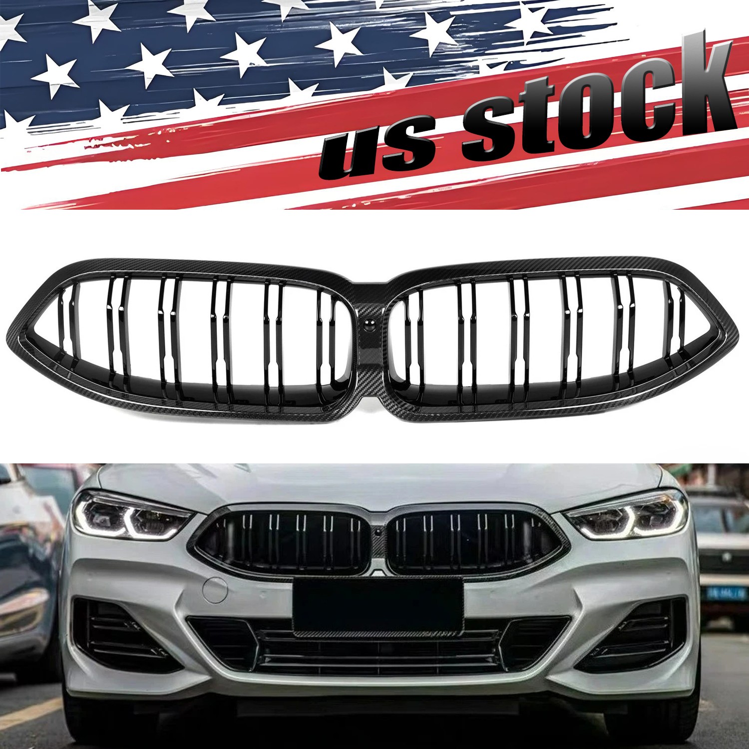 Fits For BMW G14 G15 G16 840i M850i 2023-2026 Carbon Fiber Front Grille