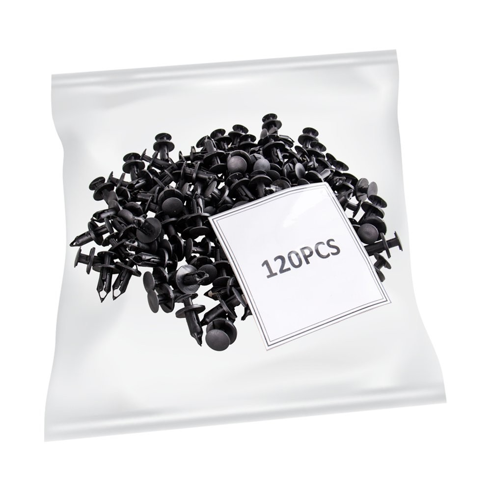 120Pcs 8mm Hole Plastic Rivets Fastener Push Pin Clips Car Auto Fender Retainer