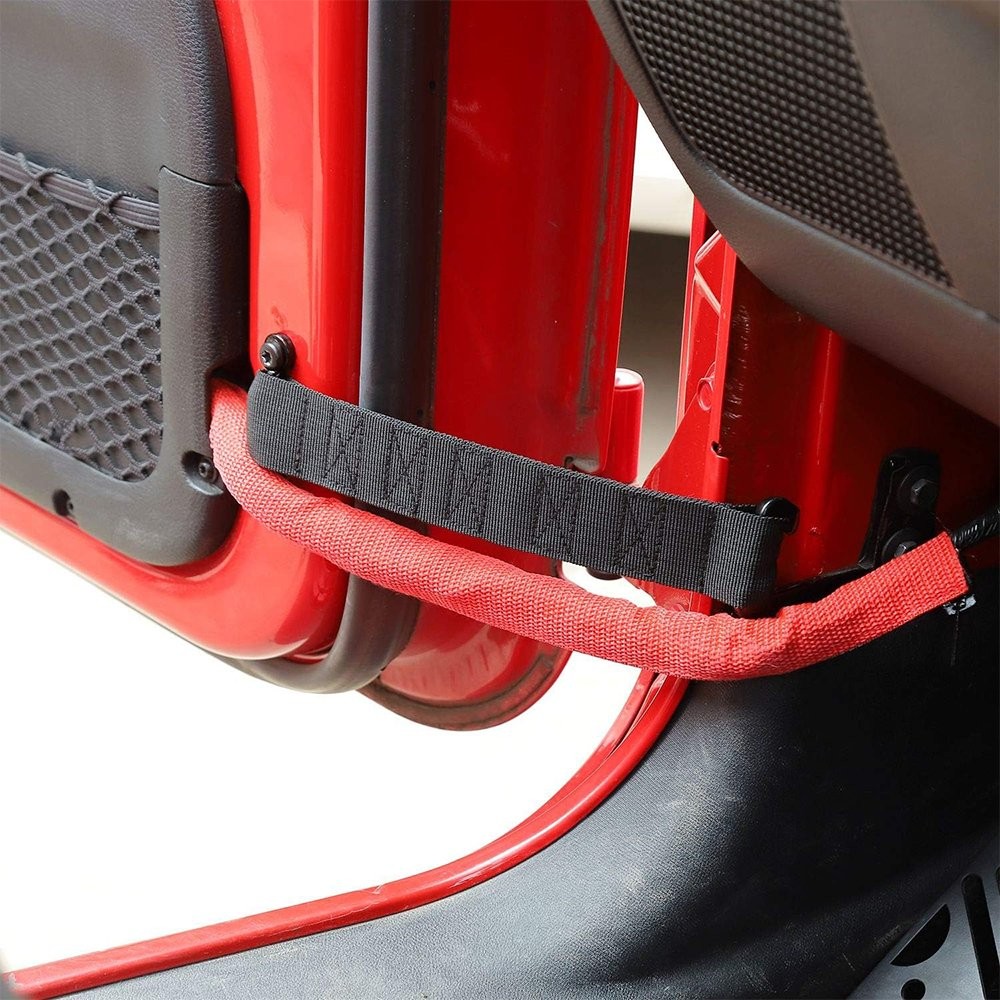 Pair Black Adjustable Door Limiting Straps For Jeep 1955-2006 Wrangler CJ/TJ/YJ