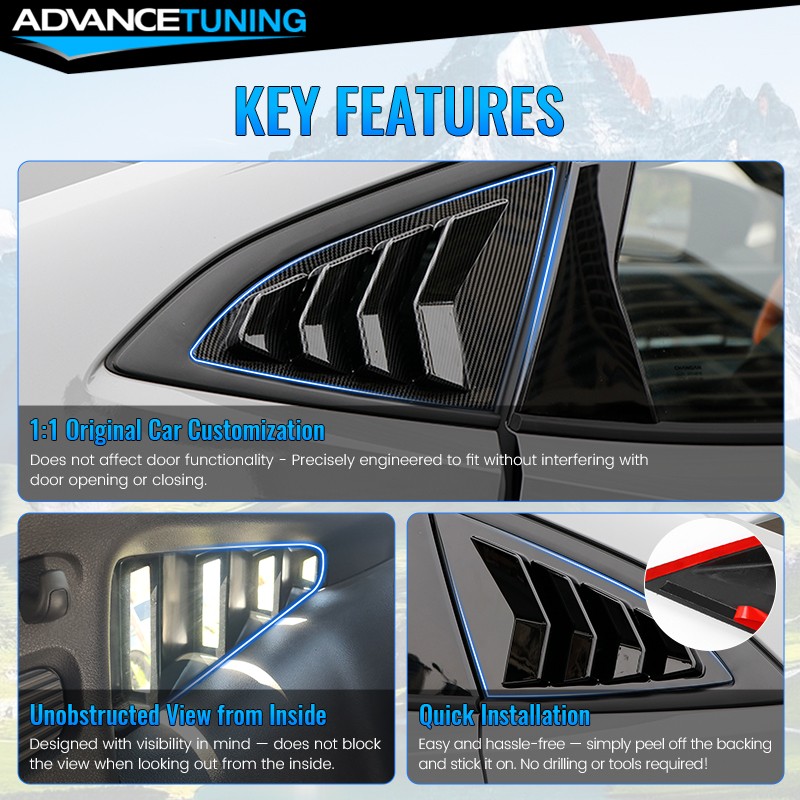 Fits 22-26 Subaru WRX Side Window Louvers Sun Shade Covers Black – Polycarbonate