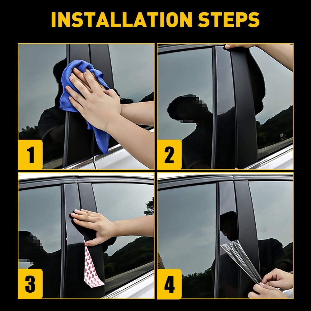 For 2014-2020 Chevy Impala Glossy Black Pillar Posts 6pcs Set Door Trim Cover