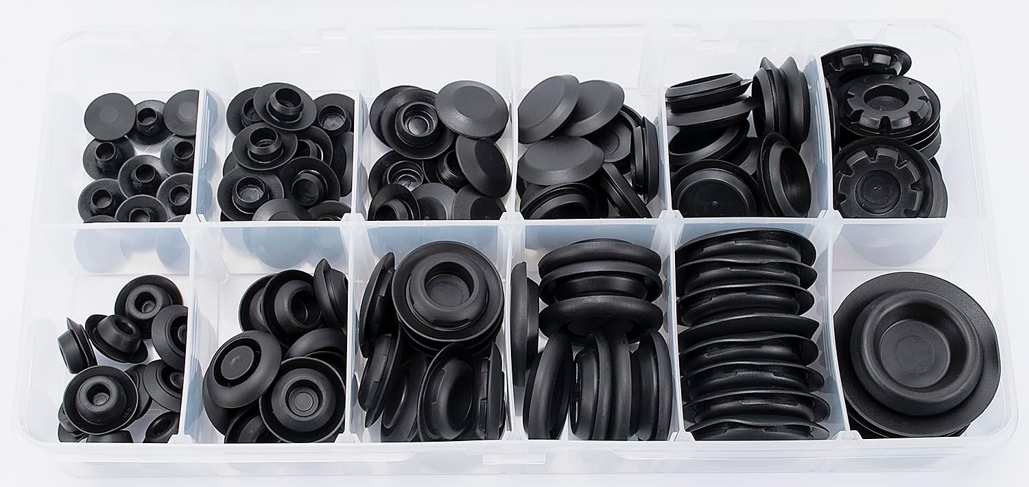 110pcs Auto Body Hole Plugs Kit – Flush Mount Black Plastic Assortment for Metal