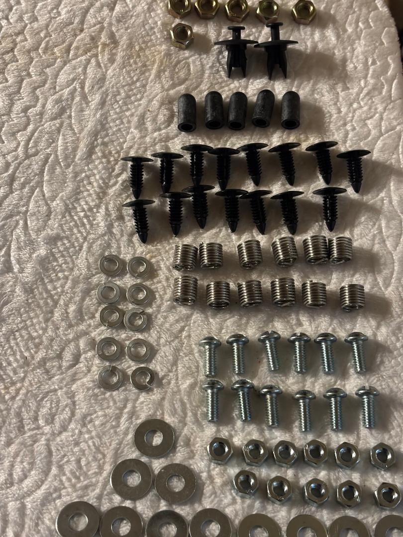 Fasteners, Nuts, Screws, Washers, ETC. 84 total pieces. AS SHOWN.