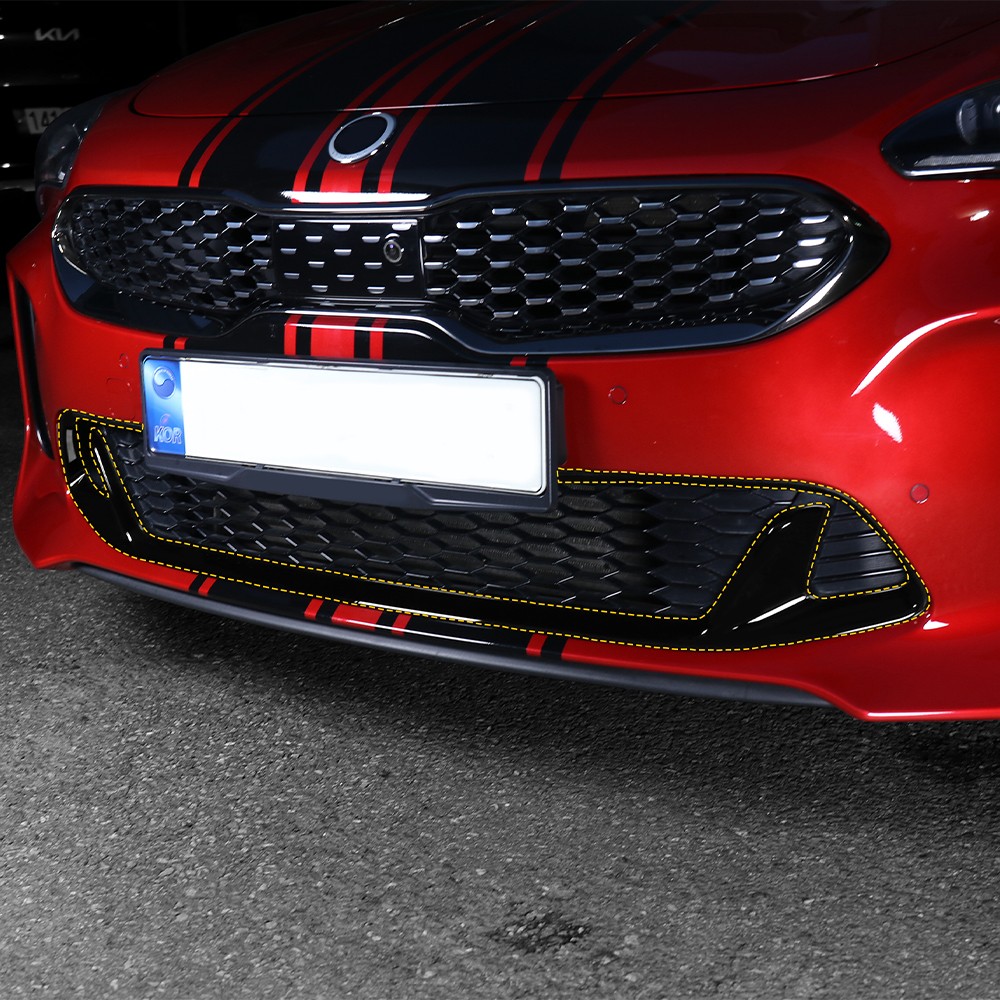 Black ABS radiator grille front grill trims protection frame for Kia Stinger CK