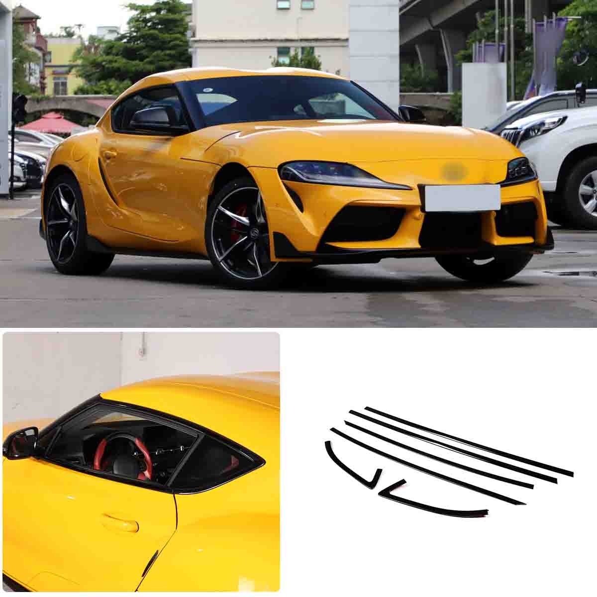 For Toyota Supra A90 19-26 Steel Glossy Black Car Window Trim Strip Cover 6pc US
