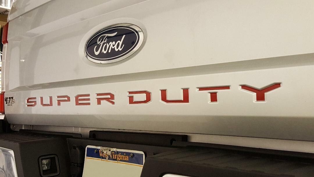 Red Tailgate Insert Letters Decal Vinyl for Ford F-250 F-350 Super Duty 17-21