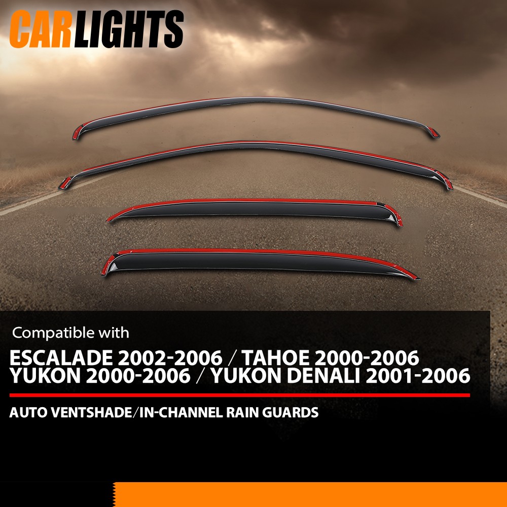Fit For Tahoe Yukon Escalade 2000-2006 In-Channel Smoke Window Vent visors