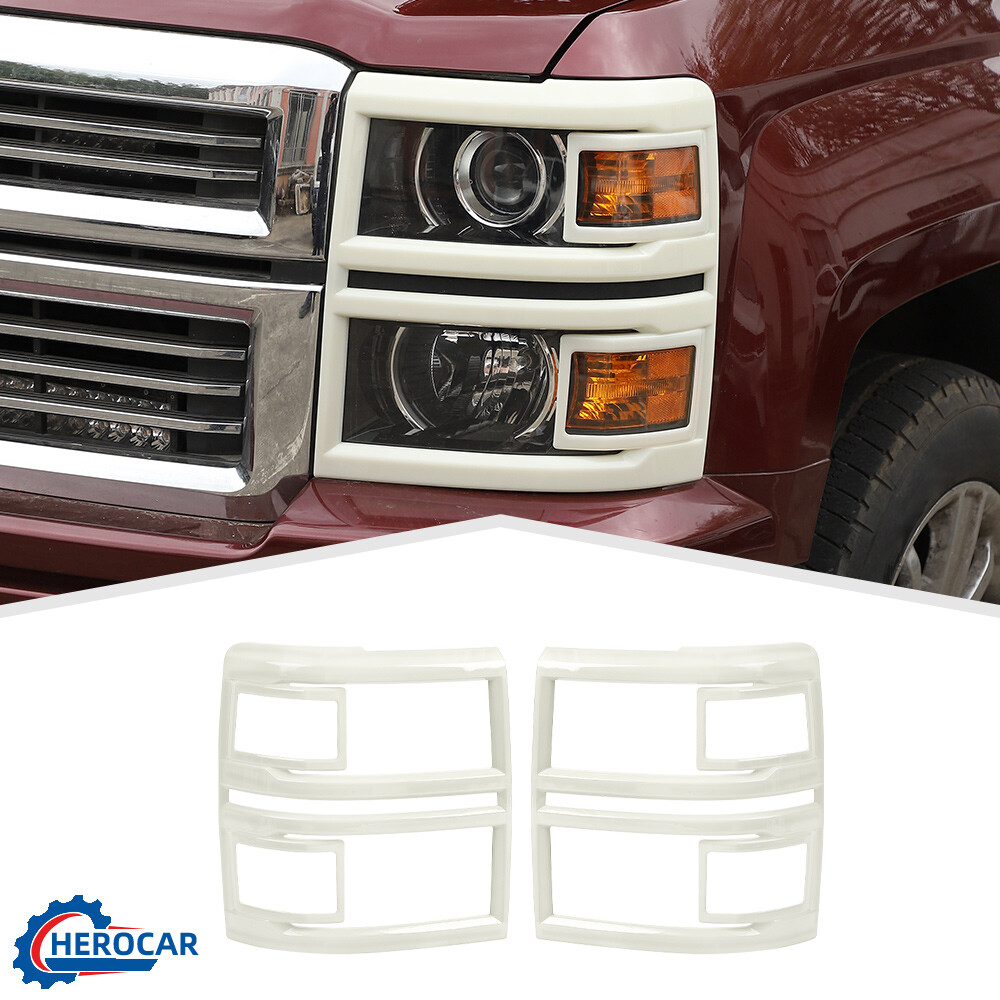 2Pcs Unfinished DIY Front Headlight Lamp Decor Cover Trim For 2014-15 Silverado