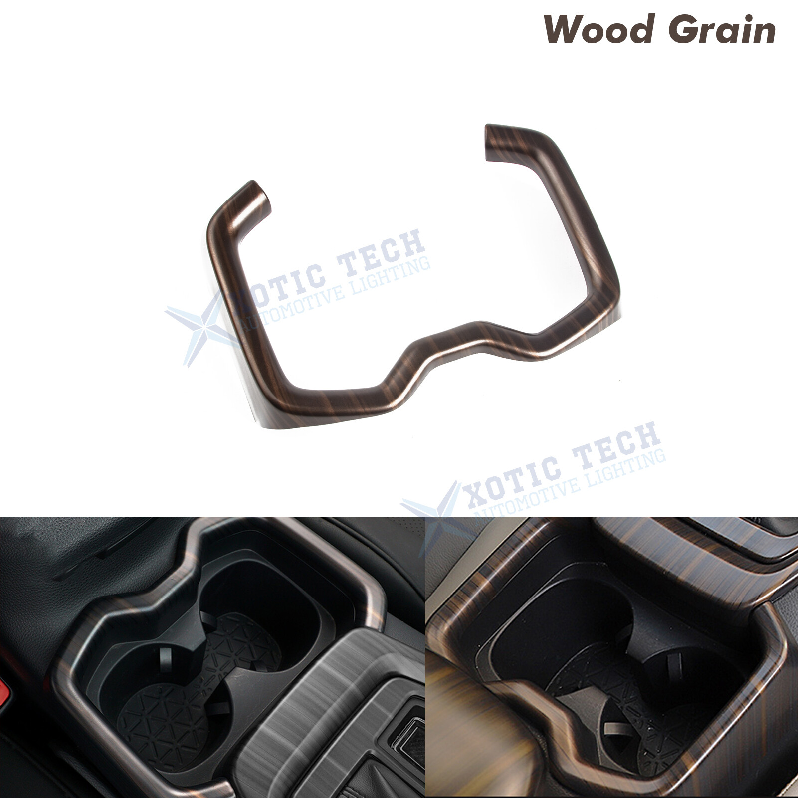 For Toyota RAV4 2019-2024 Wood Grain Center Water Cup Holding Frame Cover Trim