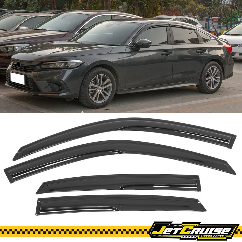 Fits 22-24 Honda Civic Mug Style Acrylic Window Visors Rain Sun Guard Deflector