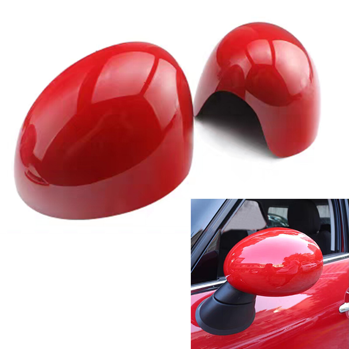Red Side View Mirror Cover Cap Manual Fold For MINI Cooper R55 R56 R57 R58 R60