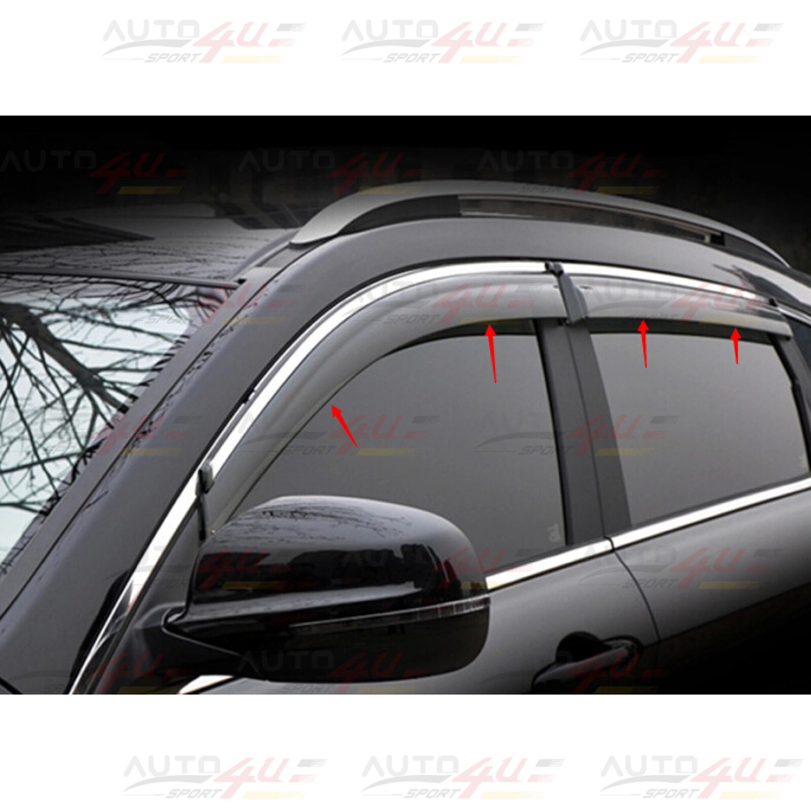 For Toyota Highlander 2020-24 Chrome Trim Window Visor Rain/Sun Shade Vent Guard