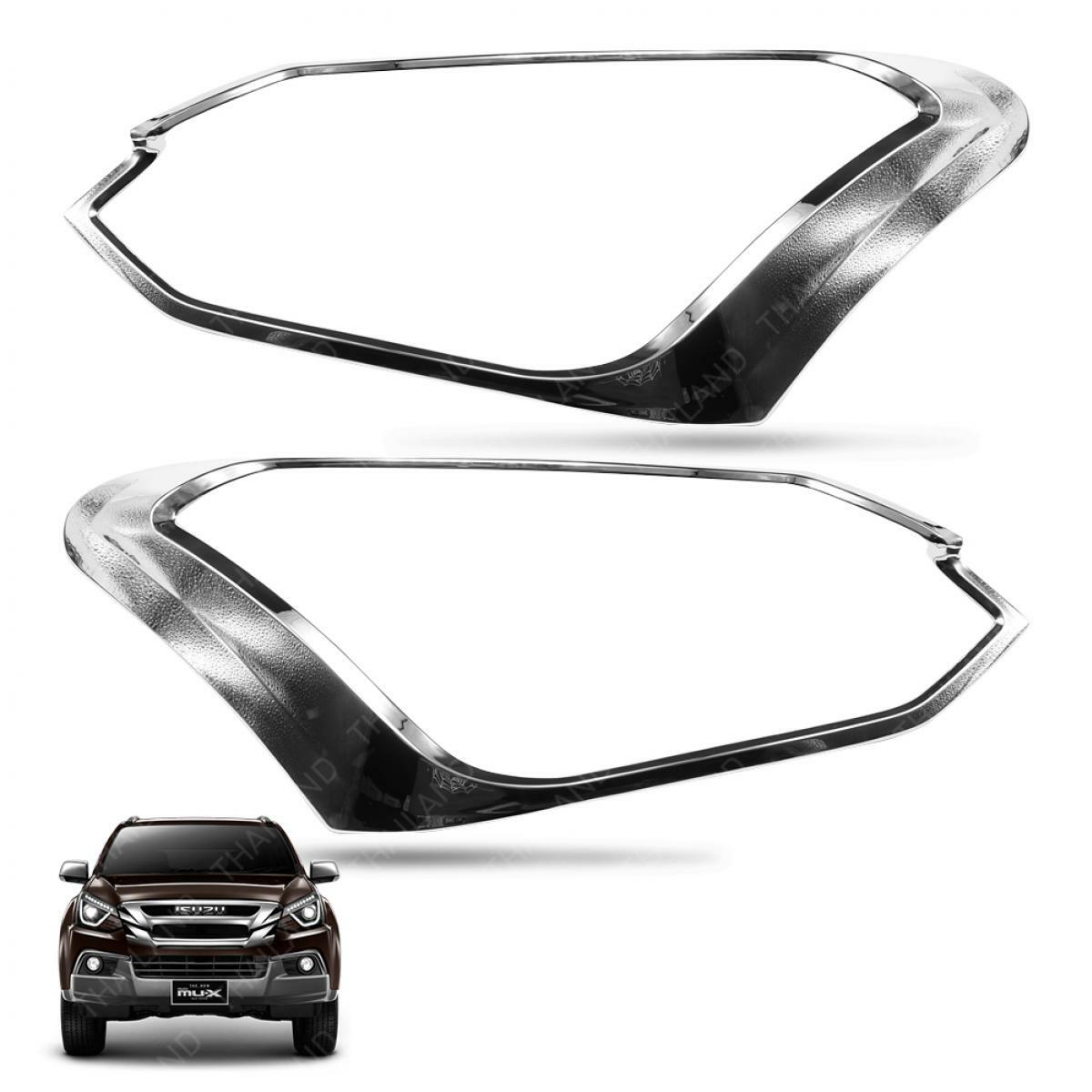 On Isuzu Holden Mu-X Mu X Suv 4 Dr 2017 + Head Lamp Light Cover Chrome Trim 4 Pc