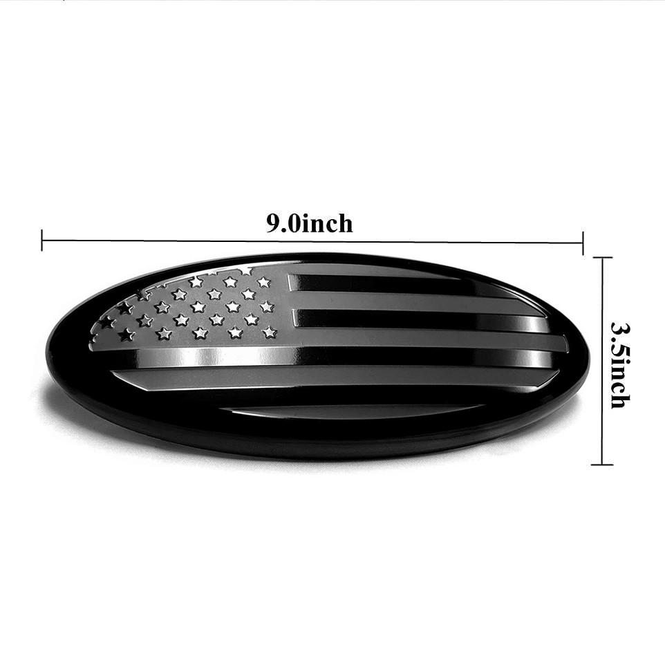 9 Inch Front Grill Black US Flag Tailgate Oval Emblem For Ford F150 2004-2014