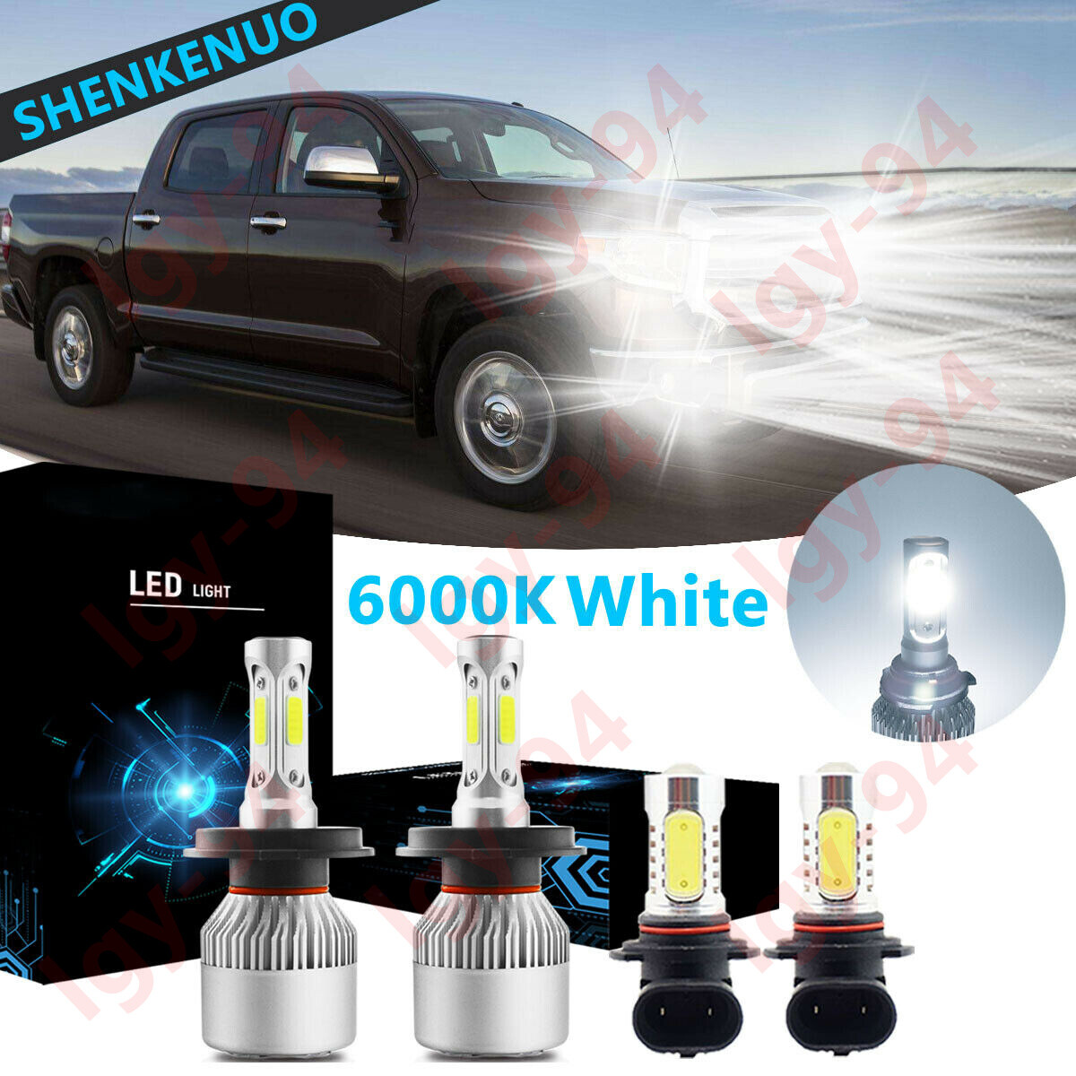 9003 H4 LED Headlight+ 9006 Fog Bulb S2 For Toyota Tundra 2000-2006 RAV4 2001-05