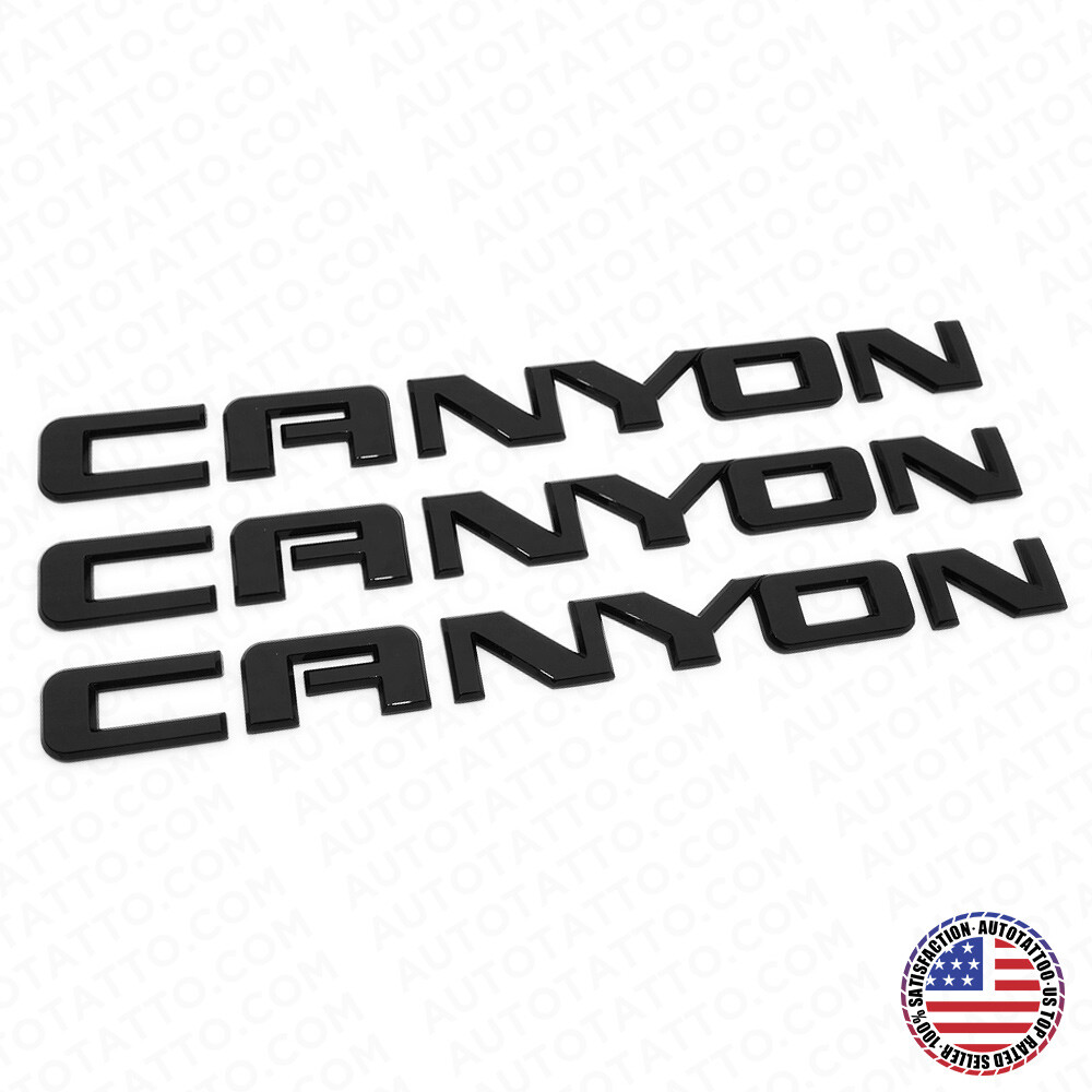 3x GMC Canyon Door & Rear Liftgate Badge Logo Decal Emblem Decorate Gloss Black