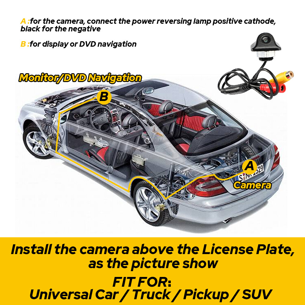Car Rear View Reverse Camera Parking Backup Cam HD Night Vision Waterproof 170°