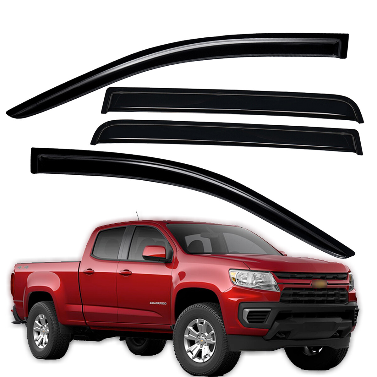 Tape-on Mount Window Vent Visor Rain Guard fits 2015-2022 GMC Canyon Crew Cab