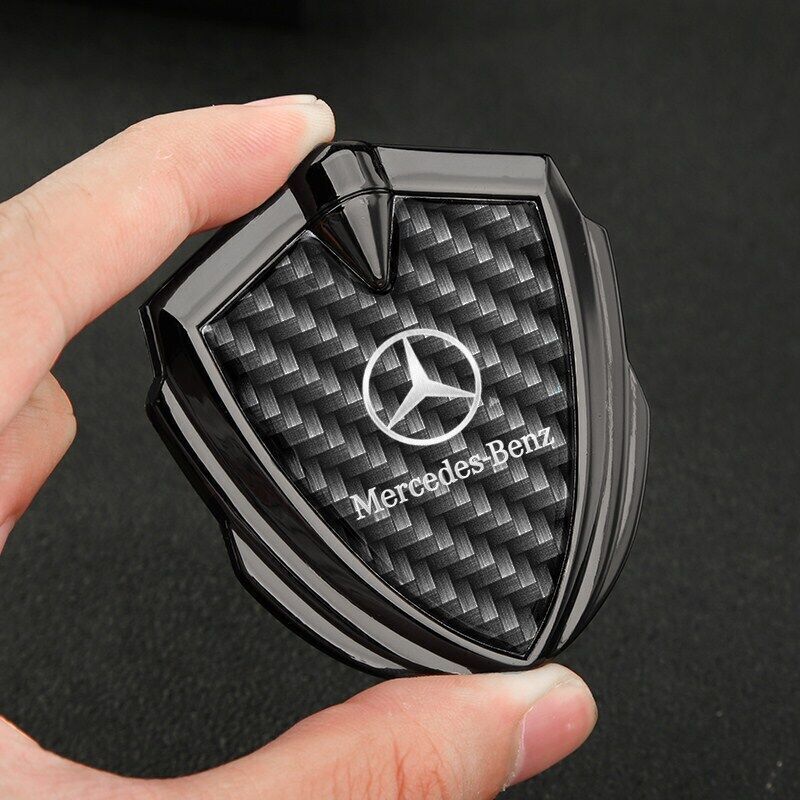 1PC 3D Metal Car Sticker Decals For Mercedes Benz Shield Shaped Badge Emblem New