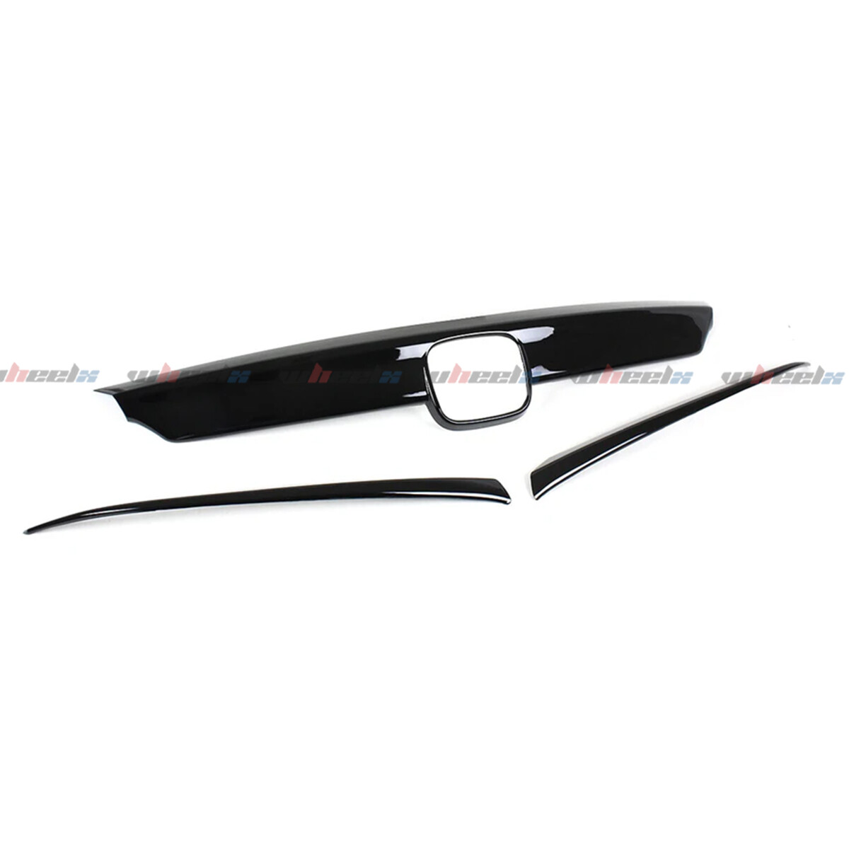 For 2018 2019 2020 Accord Gloss Black Front Grille Garnish Trim + Eyelid Cover