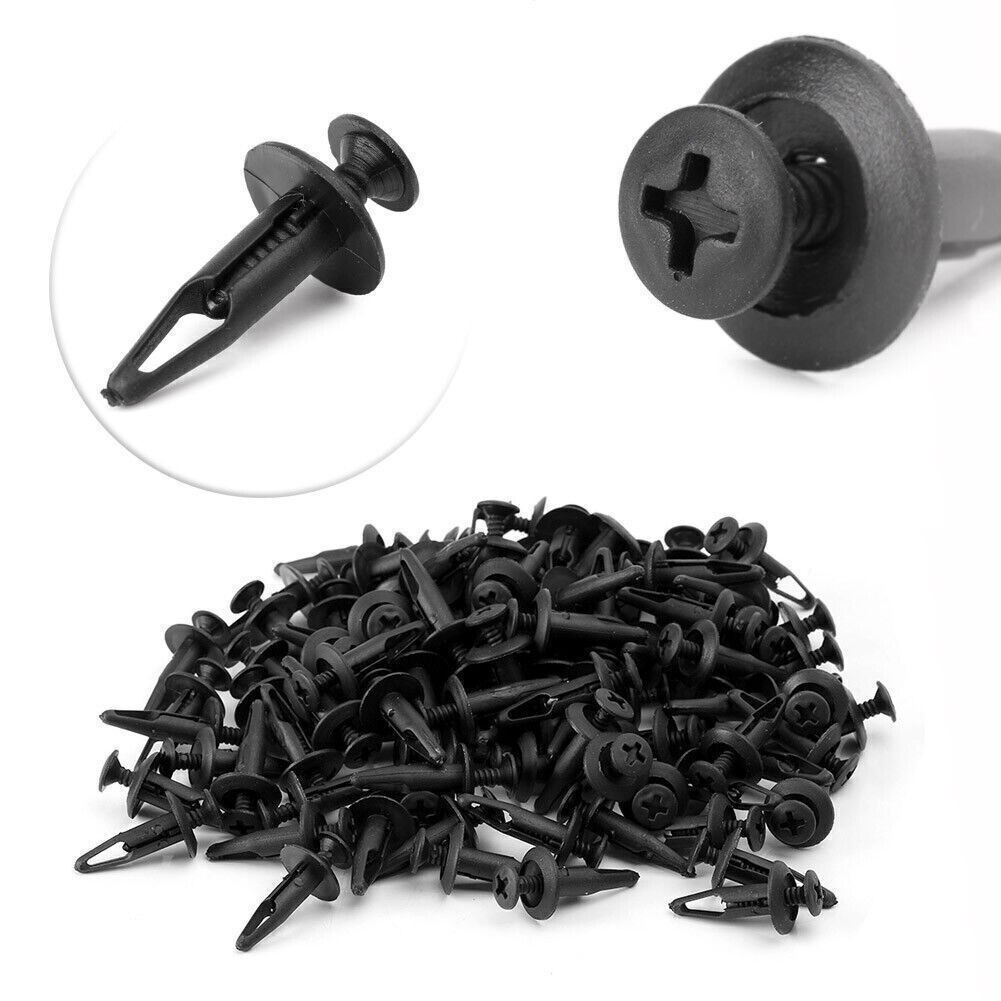 Car Body Push Pin Rivet Retainer Fastener Bumper Clips For Ford 100PCS