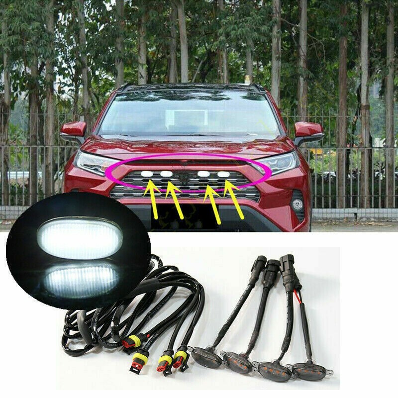 For Toyota RAV4 2019-2025 Front Grille led Light RAPTOR-Style White Grill Light