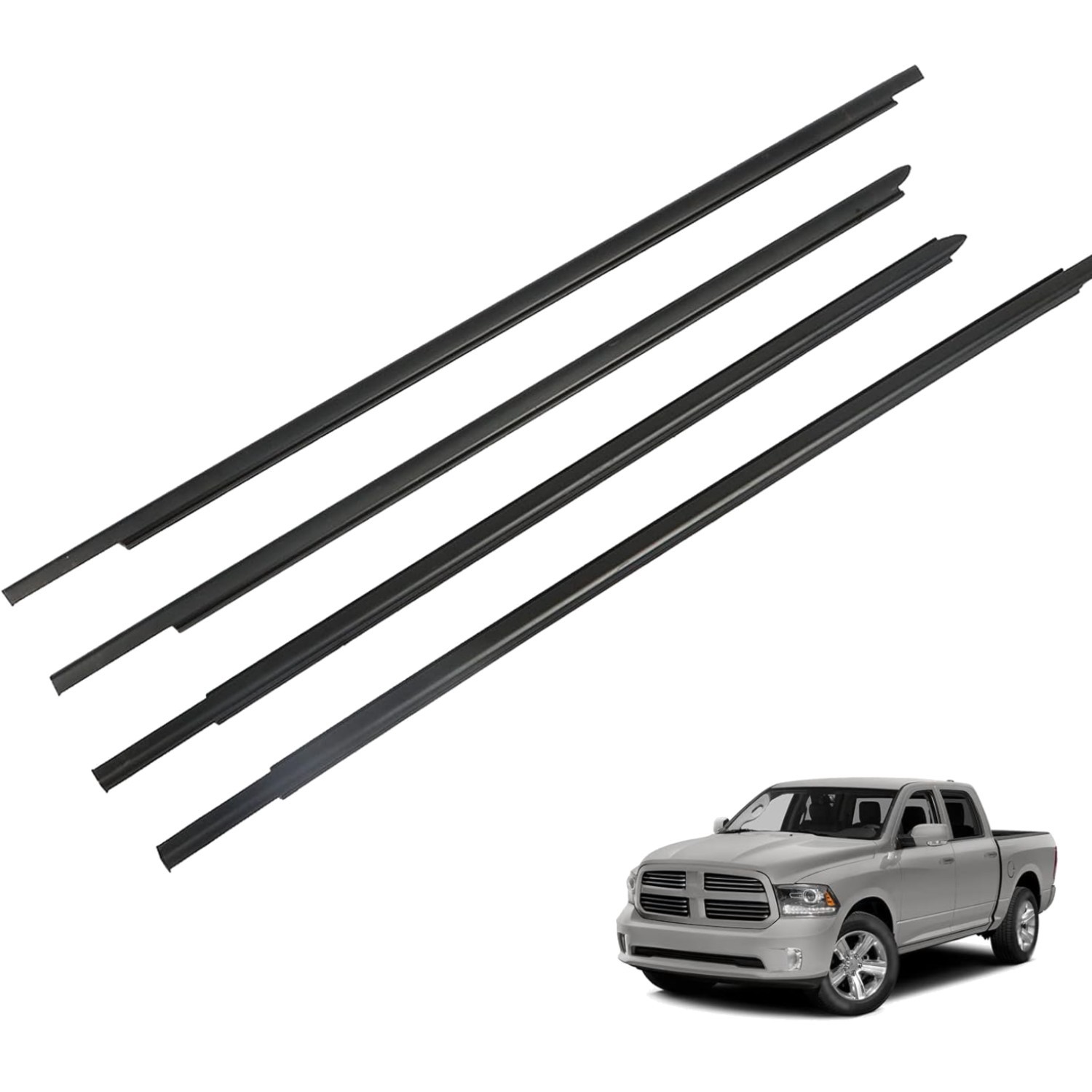 4Pcs Black Window Weatherstrip Moulding Trim Seal Belt Replacement for 2009-2…