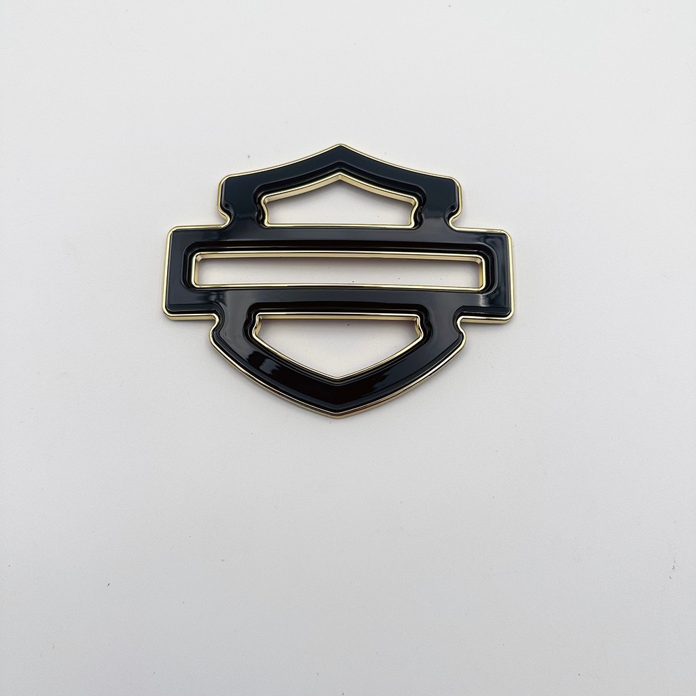 2pc black gold double layer custom fuel tank emblem motorcycle badges 5 or 6 gal