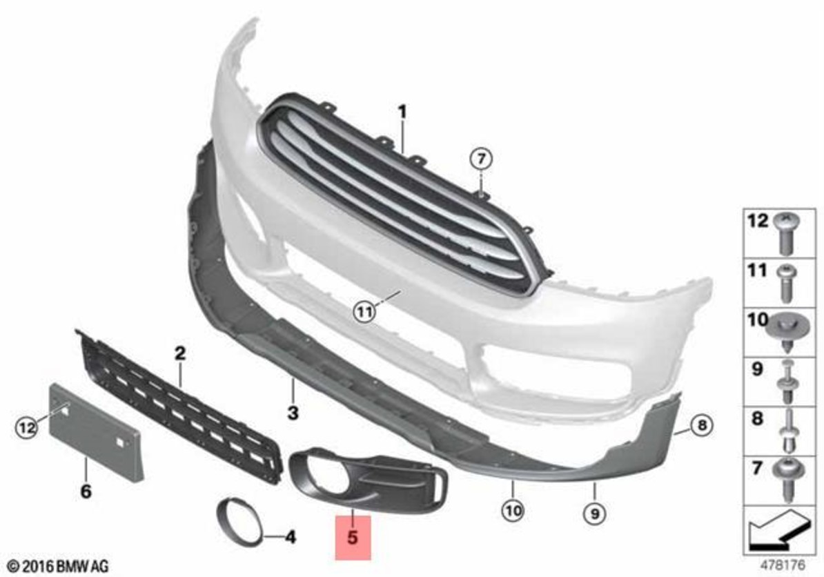 Genuine MINI Cooper One F60 ALL4 D S SD Trim for front light left 51117390533